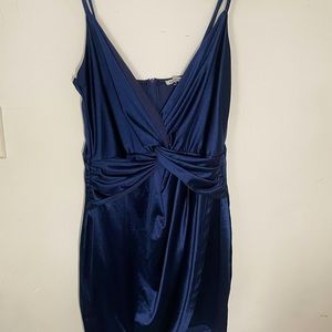 Navy blue wrap party dress